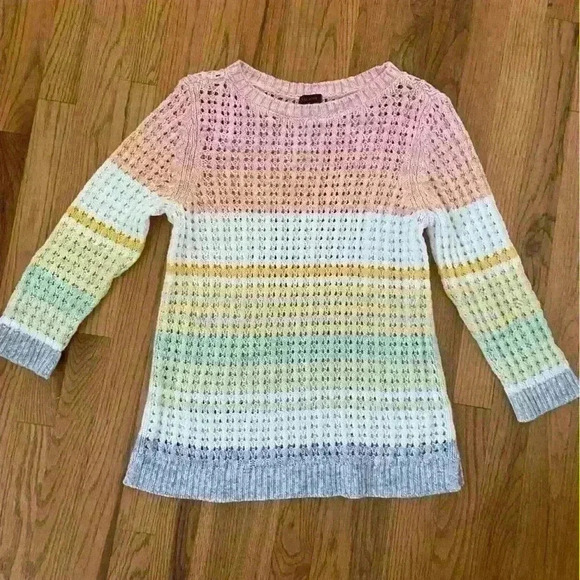 Talbots OPEN STITCH COTTON SWEATER Size M Multi Pastel Lighweight Cotton Casual - Picture 11 of 12